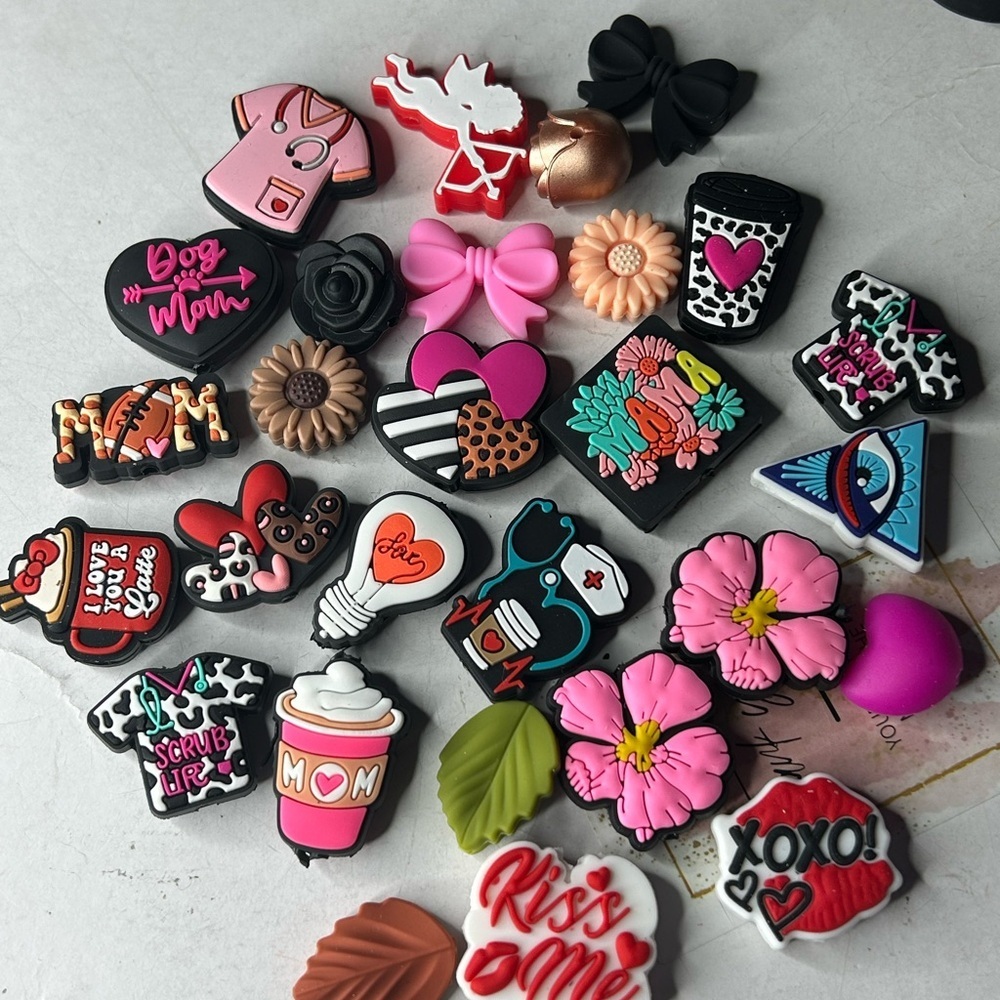 Floral & Self-Love Charm Set | Mom Vibes • Faith Over Fear • Lips etc…